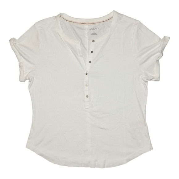 Anthropologie PILCRO The Andie Ribbed Henley Top Sz XL White Casual Basics - Picture 2 of 9